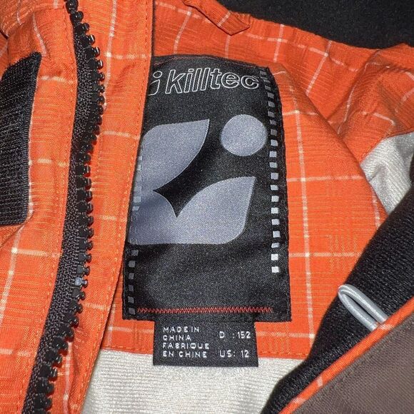 Killtec Winter Ski Jacket Orange/Wite Plaid Full Zip Kids Size 12 Outerwear - Picture 11 of 12